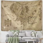 Mapa Terra Média Senhor Dos Anéis em Tecido