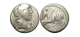 Moeda República Romana C. Vibius Pansa AR Denário (90 a.C)