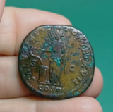 Moeda Romana Marco Aurélio Sestércio Salus RIC 844