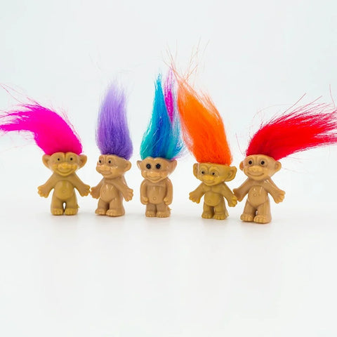 Boneco Troll Cabelo Colorido kit com 5 Trolls