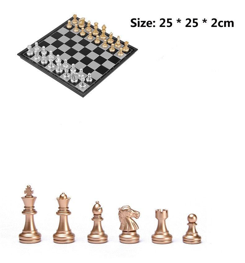 Jogo de mesa tabuleiro de xadrez magnetico 23,7x23,7cm dobrável